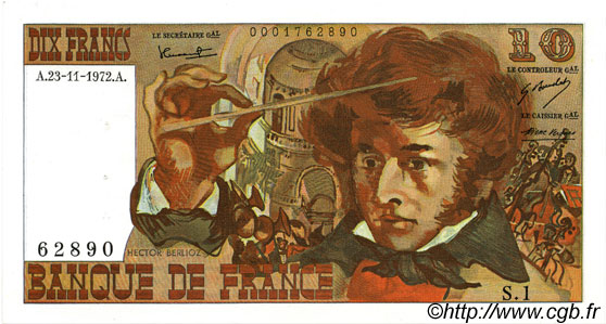 10 Francs BERLIOZ FRANCE  1972 F.63.01 XF+