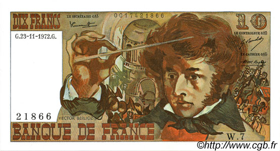 10 Francs BERLIOZ FRANKREICH  1972 F.63.01 ST