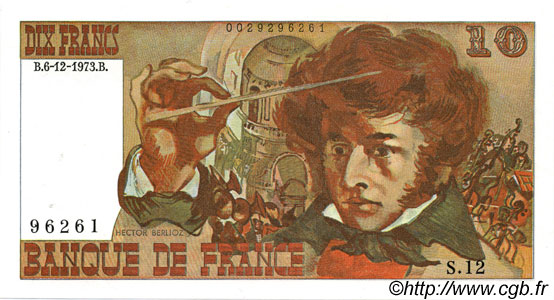 10 Francs BERLIOZ FRANKREICH  1973 F.63.02 VZ+