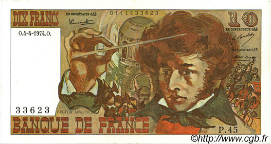 10 Francs BERLIOZ FRANCIA  1974 F.63.04 SPL+