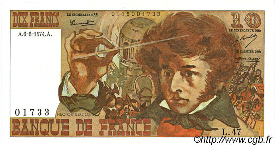 10 Francs BERLIOZ FRANCIA  1974 F.63.05 EBC+