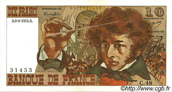 10 Francs BERLIOZ FRANCIA  1974 F.63.05 SPL+
