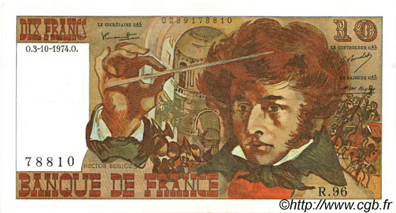 10 Francs BERLIOZ FRANCIA  1974 F.63.07a EBC