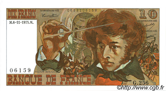10 Francs BERLIOZ FRANCIA  1975 F.63.14 FDC