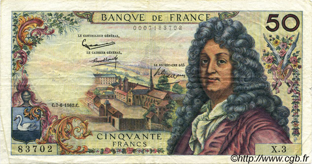 50 Francs RACINE FRANCE  1962 F.64.01 VF