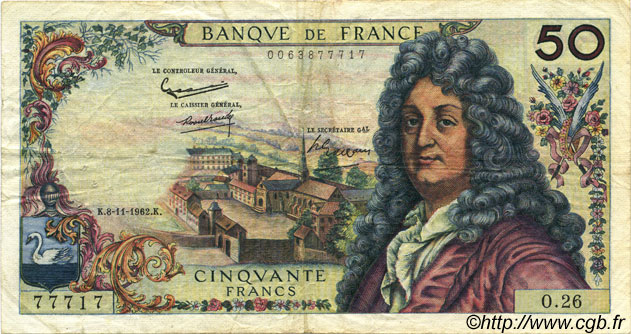 50 Francs RACINE FRANKREICH  1962 F.64.02 fSS
