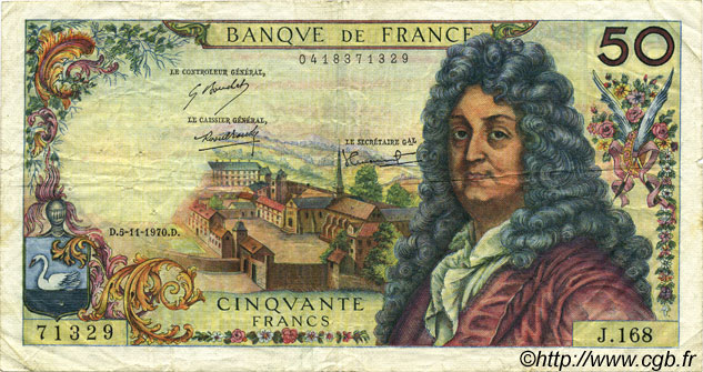 50 Francs RACINE FRANCIA  1970 F.64.17 BC