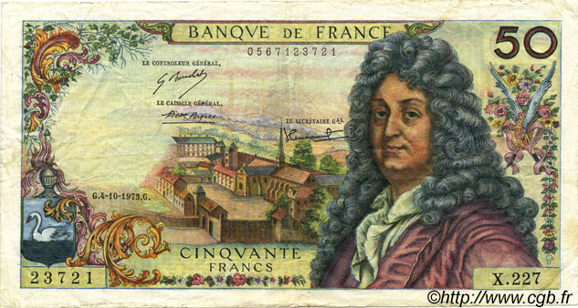 50 Francs RACINE FRANCIA  1973 F.64.24 MBC