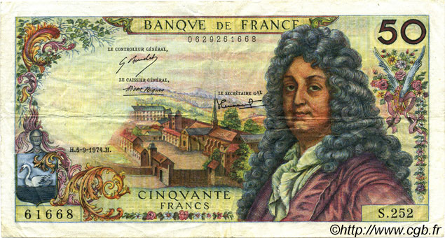 50 Francs RACINE FRANCE  1974 F.64.27 VF