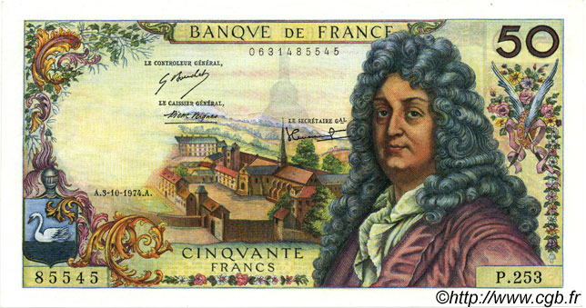 50 Francs RACINE FRANCIA  1974 F.64.28 SC+