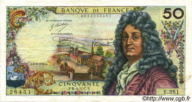 50 Francs RACINE FRANCIA  1975 F.64.29 MBC