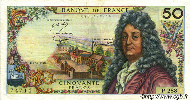 50 Francs RACINE FRANCE  1975 F.64.31 VF+