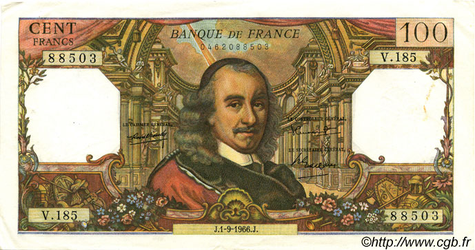 100 Francs CORNEILLE FRANCIA  1966 F.65.14 EBC