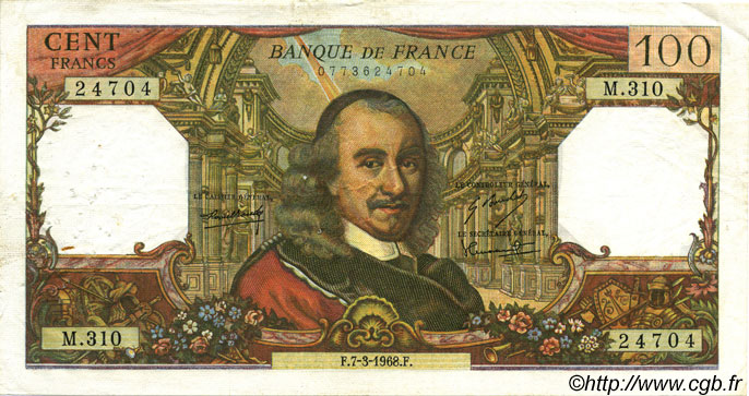 100 Francs CORNEILLE FRANCIA  1968 F.65.21 BB