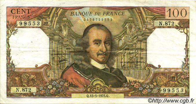 100 Francs CORNEILLE FRANCE  1975 F.65.49 F+
