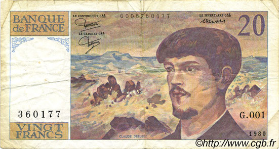 20 Francs DEBUSSY FRANCIA  1980 F.66.01 MB