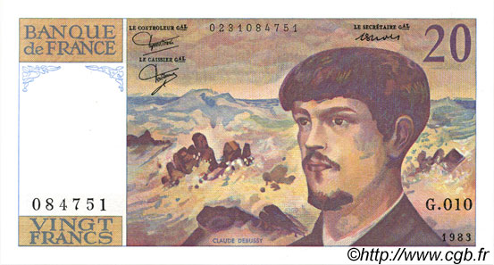 20 Francs DEBUSSY FRANCE  1983 F.66.04 UNC