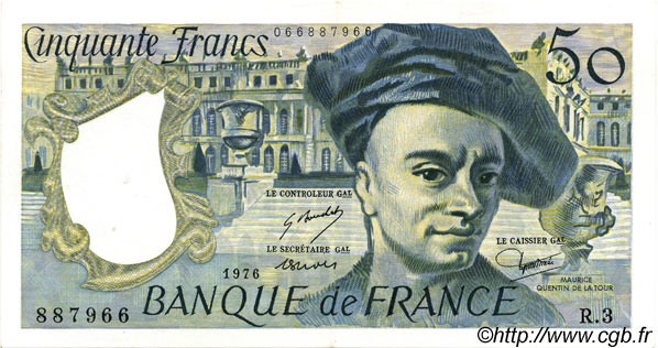 50 Francs QUENTIN DE LA TOUR FRANCIA  1976 F.67.01 SPL