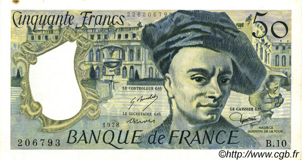 50 Francs QUENTIN DE LA TOUR FRANCIA  1978 F.67.03 SPL