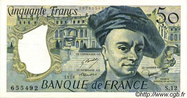 50 Francs QUENTIN DE LA TOUR FRANKREICH  1978 F.67.03 VZ+