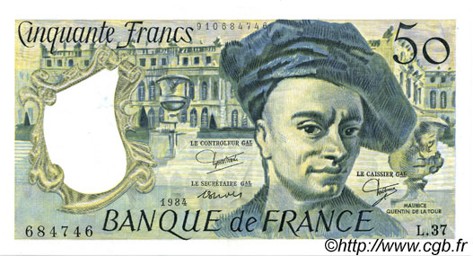 50 Francs QUENTIN DE LA TOUR FRANCIA  1984 F.67.10 SPL+