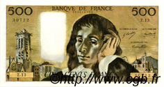 500 Francs PASCAL FRANKREICH  1969 F.71.03 VZ to fST