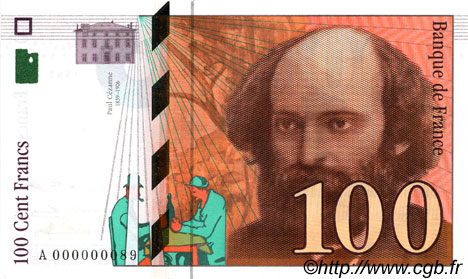 100 Francs CÉZANNE Petit numéro FRANKREICH  1997 F.74.01A ST