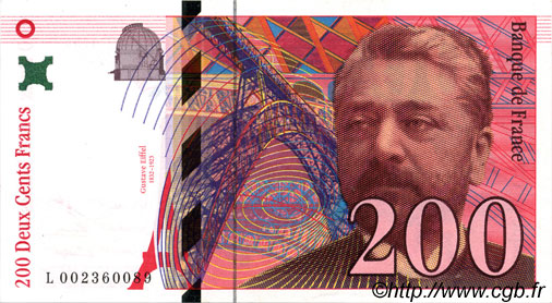 200 Francs EIFFEL FRANCIA  1995 F.75.01 q.AU