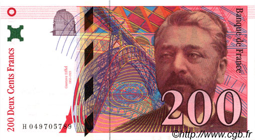 200 Francs EIFFEL FRANCIA  1996 F.75.03b FDC