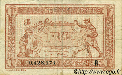 1 Franc TRÉSORERIE AUX ARMÉES 1919 FRANCE  1919 VF.04.05 F+
