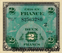2 Francs DRAPEAU FRANCIA  1944 VF.16.02 q.FDC