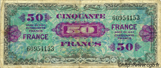 50 Francs FRANCE FRANCIA  1945 VF.24.01 q.MB