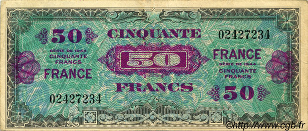 50 Francs FRANCE FRANCIA  1945 VF.24.01 BB
