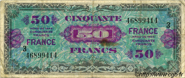 50 Francs FRANCE FRANCE  1945 VF.24.03 VG