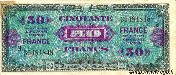 50 Francs FRANCE FRANCIA  1945 VF.24.03 BB