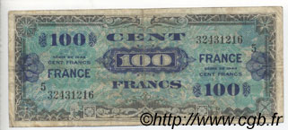 100 Francs FRANCE FRANCE  1944 VF.25.05 VG