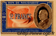 2 Francs BON DE SOLIDARITÉ FRANCE regionalism and miscellaneous  1941 KL.03S4 XF