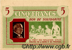 5 Francs BON DE SOLIDARITÉ FRANCE Regionalismus und verschiedenen  1941 KL.05A3 ST