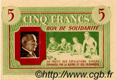 5 Francs BON DE SOLIDARITÉ FRANCE Regionalismus und verschiedenen  1941 KL.05B4 VZ+