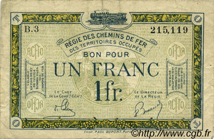 1 Franc FRANCE Regionalismus und verschiedenen  1923 JP.135.05 fSS