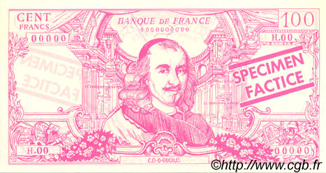 100 Francs CORNEILLE Spécimen FRANCE Regionalismus und verschiedenen  1964  fST+