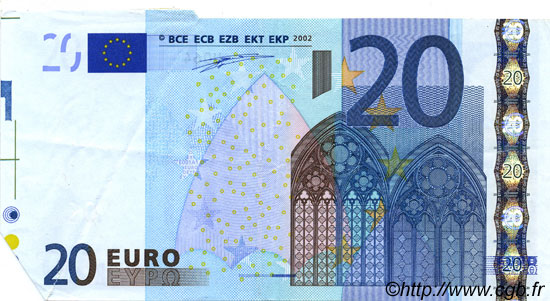 20 Euro Fauté EUROPA  2002 €.120.13 XF+
