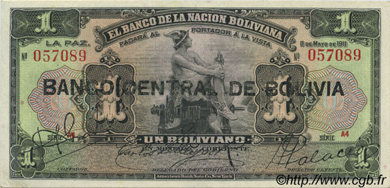 1 Boliviano BOLIVIEN  1929 P.112 fST