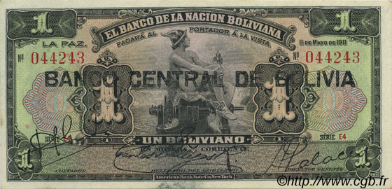 1 Boliviano BOLIVIA  1929 P.112 SC