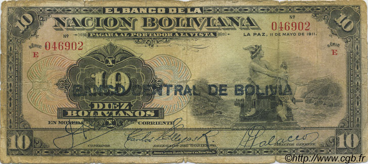 10 Bolivianos BOLIVIEN  1929 P.114 SGE