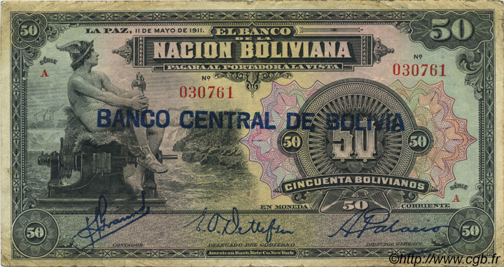50 Bolivianos BOLIVIA  1929 P.116 q.BB