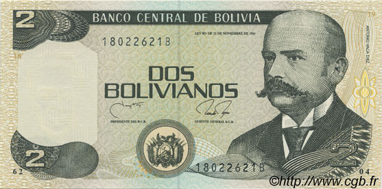 2 Bolivianos BOLIVIEN  1990 P.202b ST