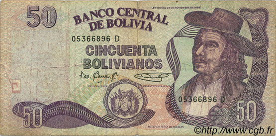 50 Bolivianos BOLIVIA  1995 P.220 G