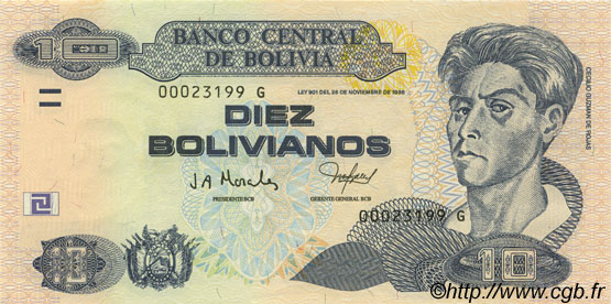 10 Bolivianos BOLIVIA  2005 P.228 FDC