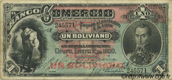 1 Boliviano BOLIVIEN  1900 PS.131 SS
